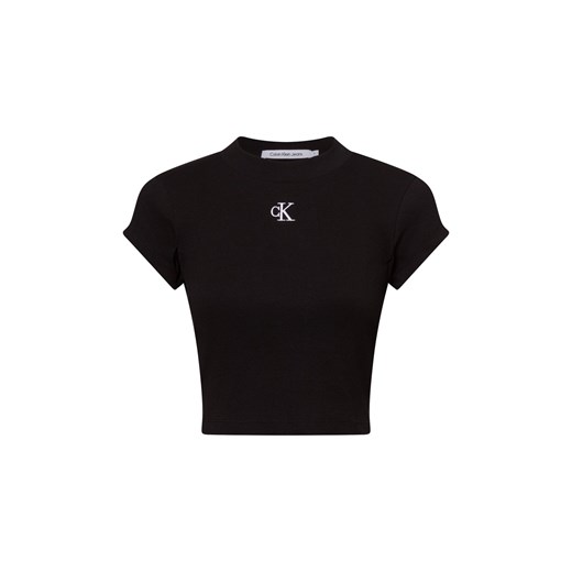 Calvin Klein Jeans Koszulka damska Kobiety Bawełna czarny jednolity ze sklepu vangraaf w kategorii Bluzki damskie - zdjęcie 174690551