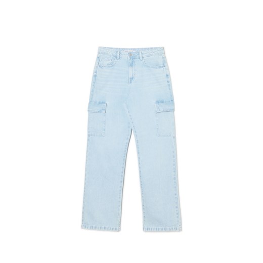 Cropp - Błękitne jeansy baggy - niebieski ze sklepu Cropp w kategorii Jeansy damskie - zdjęcie 174691782