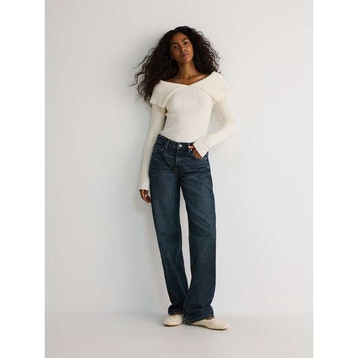 Jeansy damskie granatowe Reserved