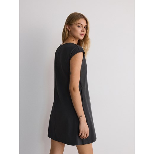 Reserved - Sukienka mini z bawełny - ciemnoszary Reserved S Reserved