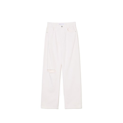 Cropp - Białe jeansy straight - biały ze sklepu Cropp w kategorii Jeansy damskie - zdjęcie 174693354