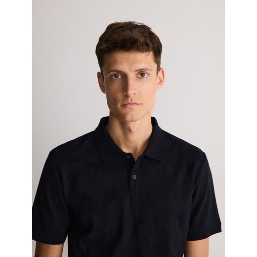 Reserved - Koszulka polo regular ze wzorem - granatowy Reserved XL Reserved