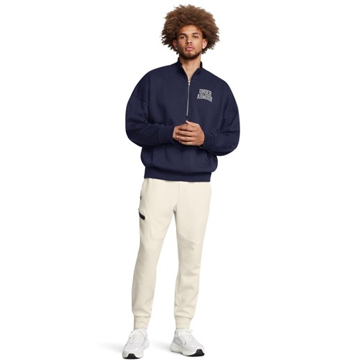 Męska bluza dresowa nierozpinana bez kaptura Under Armour UA Icon Hwt Terry Os 1/2 Zip - granatowa ze sklepu Sportstylestory.com w kategorii Bluzy męskie - zdjęcie 174694374