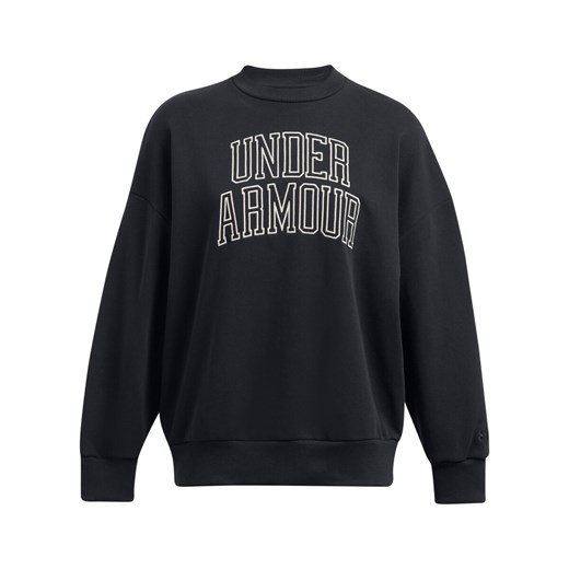 Damska bluza dresowa nierozpinana bez kaptura Under Armour UA Icon Hwt Terry Os Crew - czarna ze sklepu Sportstylestory.com w kategorii Bluzy damskie - zdjęcie 174694381