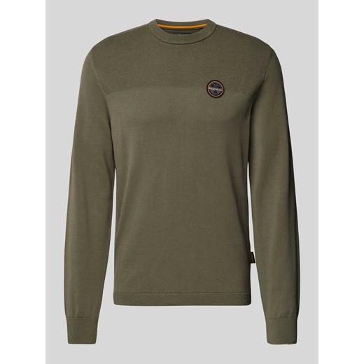 Sweter z dzianiny z wyhaftowanym logo model ‘DERRI’ ze sklepu Peek&Cloppenburg  w kategorii Swetry męskie - zdjęcie 174694650