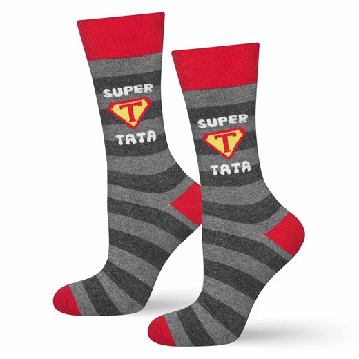 Skarpetki Męskie kolorowe SOXO GOOD STUFF z napisem "Super Tata" | prezent na Dzień Ojca ze sklepu Sklep SOXO w kategorii Skarpetki męskie - zdjęcie 174698372