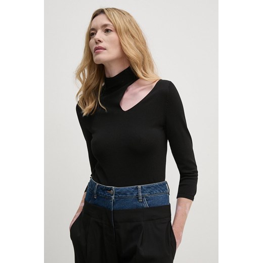 Sisley bluzka damska kolor czarny gładka 1WTHM1055 ze sklepu ANSWEAR.com w kategorii Bluzki damskie - zdjęcie 174701873