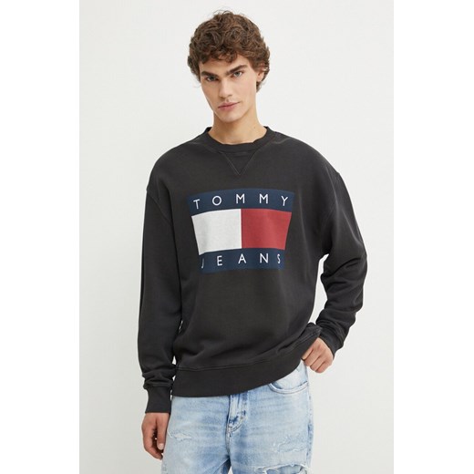 Tommy Jeans bluza bawełniana męska kolor szary z nadrukiem DM0DM19222 ze sklepu ANSWEAR.com w kategorii Bluzy męskie - zdjęcie 174701991