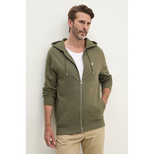 Barbour bluza bawełniana męska kolor zielony z kapturem melanżowa MOL0649 ze sklepu ANSWEAR.com w kategorii Bluzy męskie - zdjęcie 174702102