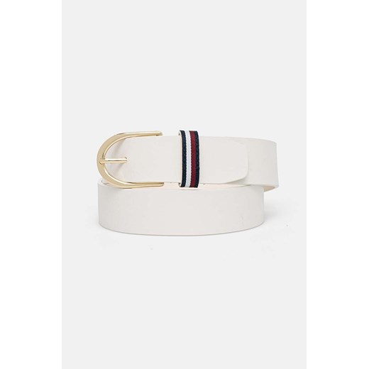 Tommy Hilfiger pasek skórzany damski kolor biały AW0AW16596 ze sklepu ANSWEAR.com w kategorii Paski damskie - zdjęcie 174703171