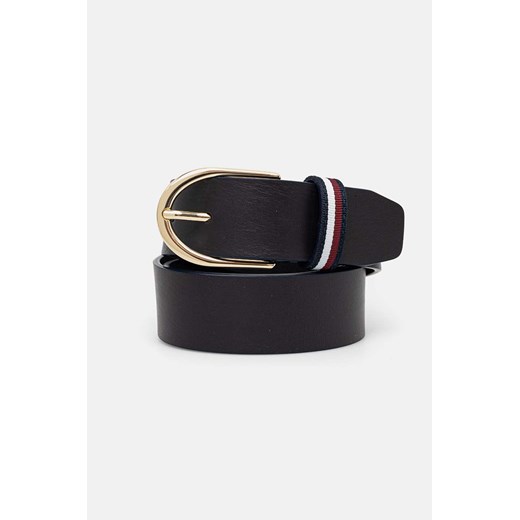 Tommy Hilfiger pasek skórzany damski kolor granatowy AW0AW16596 ze sklepu ANSWEAR.com w kategorii Paski damskie - zdjęcie 174703173