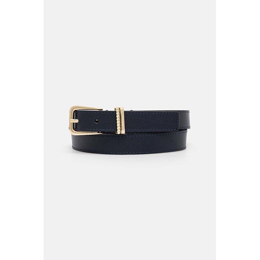 Tommy Hilfiger pasek skórzany damski kolor granatowy AW0AW16602 ze sklepu ANSWEAR.com w kategorii Paski damskie - zdjęcie 174703181