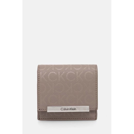 Calvin Klein portfel damski kolor szary K60K612443 ze sklepu ANSWEAR.com w kategorii Portfele damskie - zdjęcie 174703273
