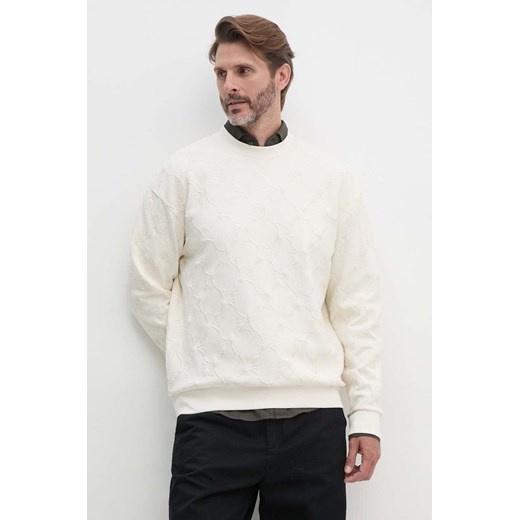 Joop! bluza męska kolor beżowy wzorzysta 30042884 ze sklepu ANSWEAR.com w kategorii Bluzy męskie - zdjęcie 174703750