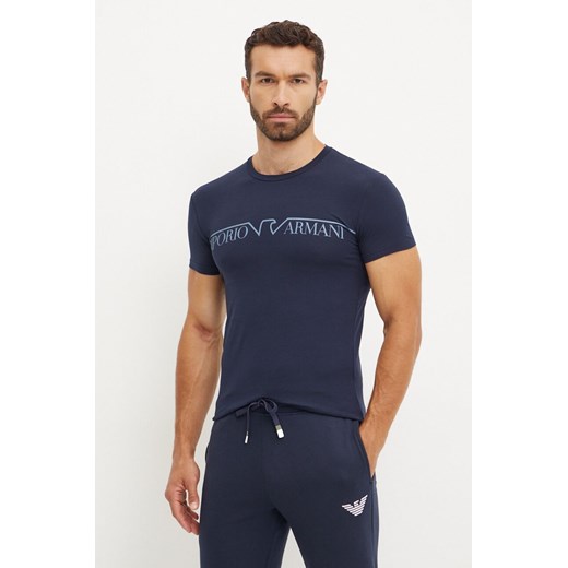 Emporio Armani Underwear t-shirt lounge kolor granatowy z nadrukiem 111035 4F516 ze sklepu ANSWEAR.com w kategorii T-shirty męskie - zdjęcie 174704332