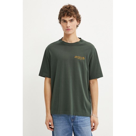 Abercrombie &amp; Fitch t-shirt bawełniany męski kolor zielony z aplikacją KI123-4149 ze sklepu ANSWEAR.com w kategorii T-shirty męskie - zdjęcie 174704470