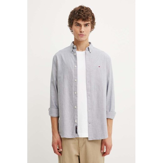 Tommy Jeans koszula bawełniana męska kolor granatowy regular z kołnierzykiem button-down ze sklepu ANSWEAR.com w kategorii Koszule męskie - zdjęcie 174704692