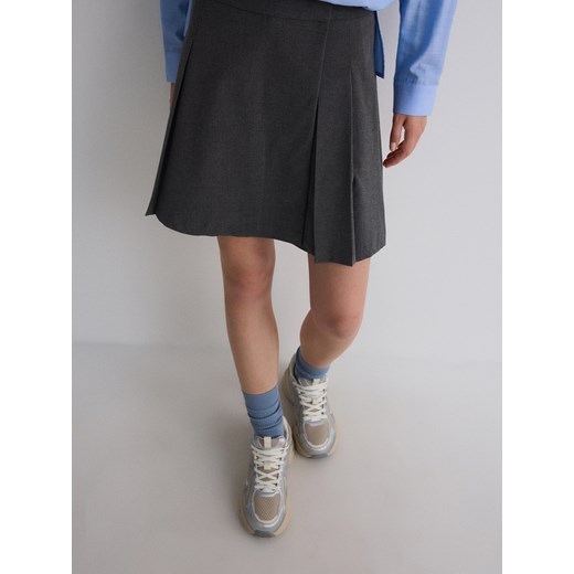 Reserved - Spódnica mini z plisami - szary Reserved L Reserved