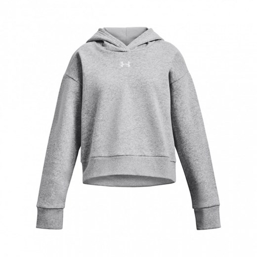 Dziewczęca bluza dresowa nierozpinana z kapturem Under Armour UA Rival Fleece Crop Hoodie - szara ze sklepu Sportstylestory.com w kategorii Bluzy damskie - zdjęcie 174707633