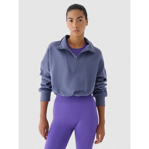 Damska bluza dresowa nierozpinana bez kaptura 4F x Anna Lewandowska 4FALSAW24TSWSF1743 - niebieska ze sklepu Sportstylestory.com w kategorii Bluzy damskie - zdjęcie 174707842