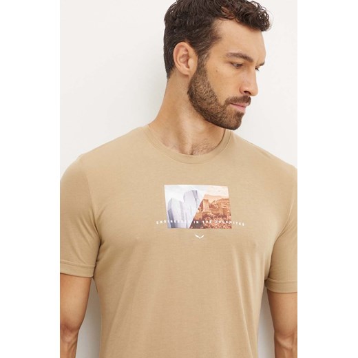 Salewa t-shirt sportowy Pure Design Dry kolor beżowy z nadrukiem 00.0000028811 ze sklepu ANSWEAR.com w kategorii T-shirty męskie - zdjęcie 174714094