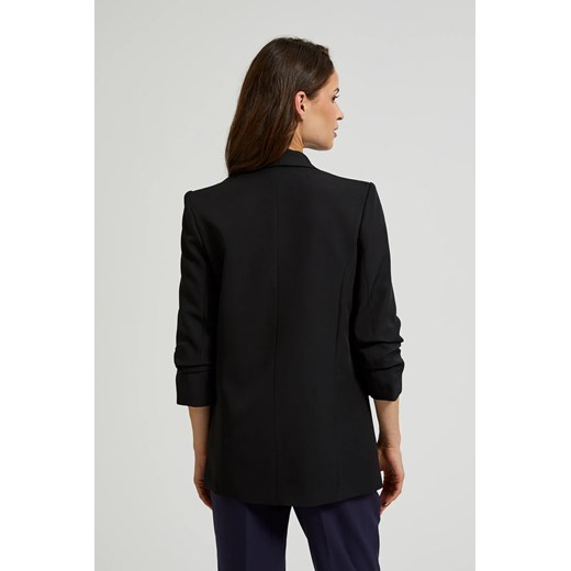 Gładka marynarka z marszczonymi rękawami 3/4 czarna XXL Moodo.pl