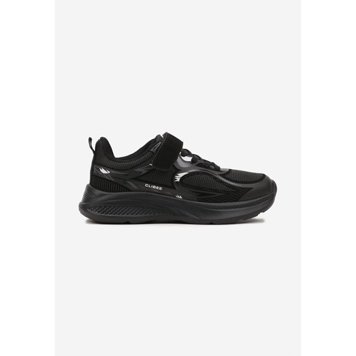 Czarno-Białe Płaskie Buty Sportowe Sneakersy na Tłoczonej Podeszwie Zapinane na Rzep Eriselli ze sklepu born2be.pl w kategorii Buty sportowe dziecięce - zdjęcie 174717730