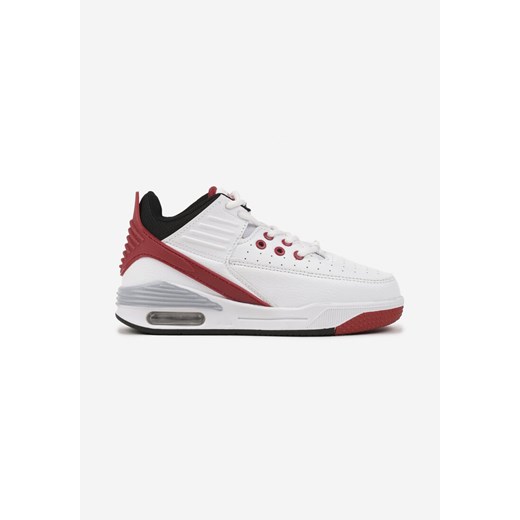 Biało-Czerwone Płaskie Buty Sportowe Sneakersy za Kostkę z Perforacją i Tłoczeniem Neritha ze sklepu born2be.pl w kategorii Buty sportowe dziecięce - zdjęcie 174717784