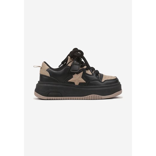 Czarne Płaskie Buty Sportowe Sneakersy z Gwiazdą 3D Nerinette ze sklepu born2be.pl w kategorii Buty sportowe dziecięce - zdjęcie 174717802