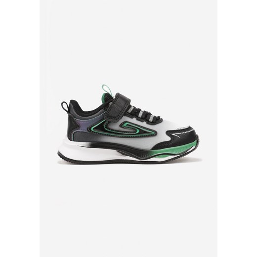 Czarno-Zielone Buty Sportowe Sneakersy na Grubszej Podeszwie na Rzep Erislo ze sklepu born2be.pl w kategorii Buty sportowe dziecięce - zdjęcie 174717832