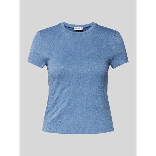 T-shirt z prążkowanym okrągłym dekoltem ze sklepu Peek&Cloppenburg  w kategorii Bluzki damskie - zdjęcie 174718501
