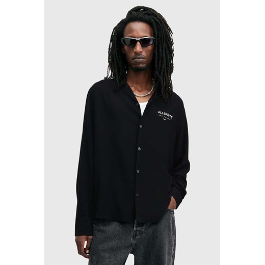 AllSaints koszula UNDERGROUND męska kolor czarny relaxed z kołnierzykiem klasycznym M073SB ze sklepu ANSWEAR.com w kategorii Koszule męskie - zdjęcie 174722993