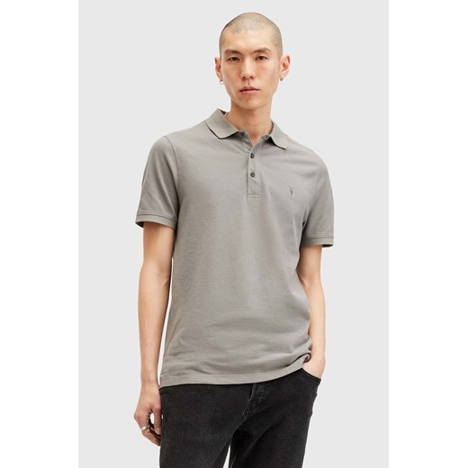 AllSaints polo bawełniane REFORM kolor szary gładki M075PB ze sklepu ANSWEAR.com w kategorii T-shirty męskie - zdjęcie 174723232