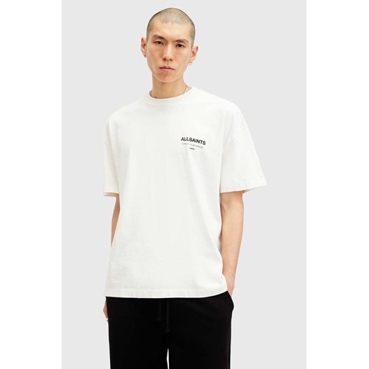 AllSaints t-shirt bawełniany UNDERGROUND męski kolor biały z nadrukiem M071PB ze sklepu ANSWEAR.com w kategorii T-shirty męskie - zdjęcie 174723643