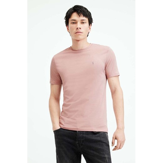 AllSaints t-shirt bawełniany BRACE SS CREW męski kolor różowy gładki MD131G ze sklepu ANSWEAR.com w kategorii T-shirty męskie - zdjęcie 174723712