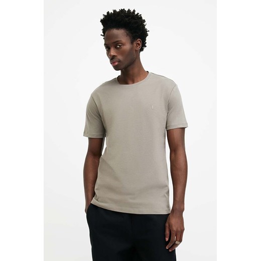 AllSaints t-shirt bawełniany BRACE SS CREW męski kolor szary gładki MD131G ze sklepu ANSWEAR.com w kategorii T-shirty męskie - zdjęcie 174723720