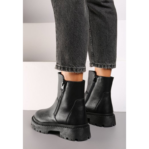 Botki Born2be na zamek casual na płaskiej podeszwie 