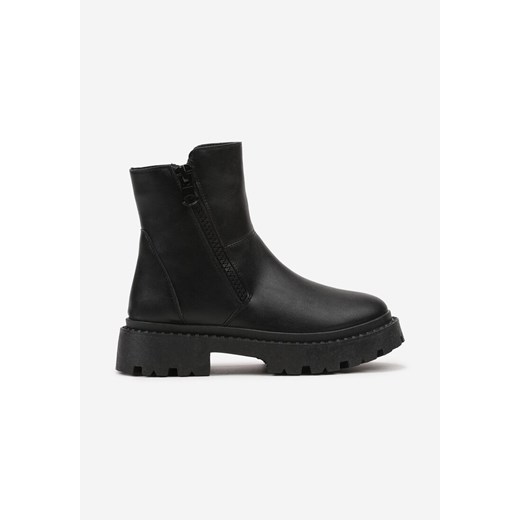 Botki Born2be casual na płaskiej podeszwie na zamek 