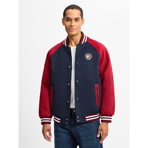 Tommy Jeans Męska kurtka wełniana Mężczyźni granatowy jednolity ze sklepu vangraaf w kategorii Bluzy męskie - zdjęcie 174725300