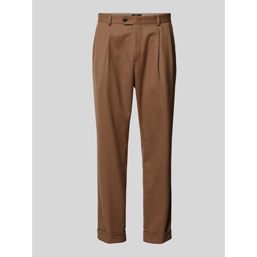 Spodnie o kroju regular fit z zakładkami w pasie i wpuszczanymi kieszeniami ze sklepu Peek&Cloppenburg  w kategorii Spodnie męskie - zdjęcie 174726964