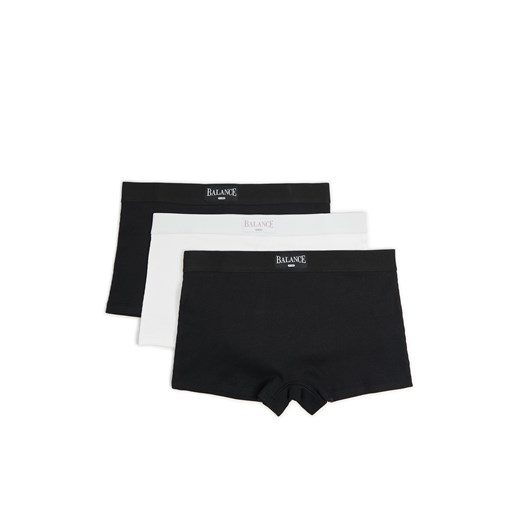 Cropp - 3 pack bokserek z satynową metką - czarny ze sklepu Cropp w kategorii Majtki damskie - zdjęcie 174728632
