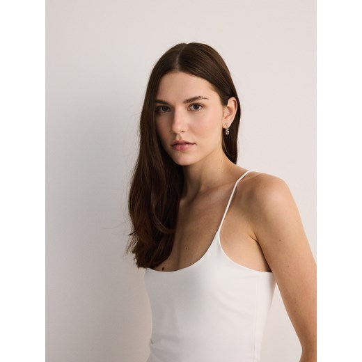 Reserved - Top na ramiączkach - złamana biel Reserved L Reserved