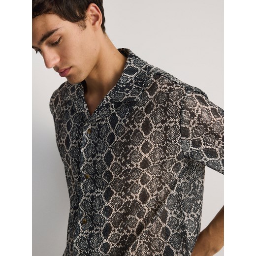 Reserved - Wzorzysta koszula comfort fit - ciemnoszary Reserved S Reserved