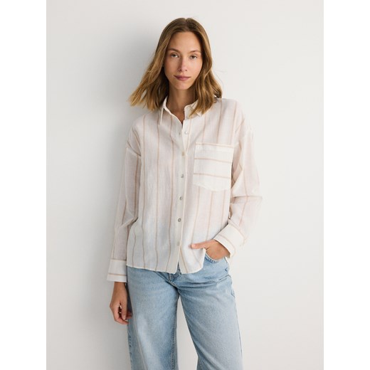 Reserved - Koszula z bawełną - beżowy Reserved XL Reserved