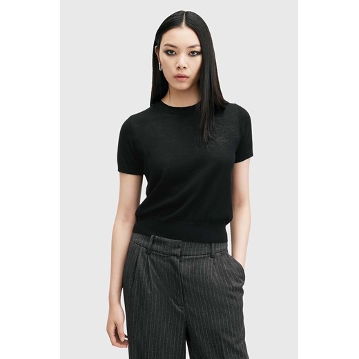 AllSaints t-shirt wełniany BERN kolor czarny W108KB ze sklepu ANSWEAR.com w kategorii Bluzki damskie - zdjęcie 174738920