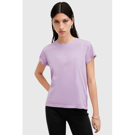 AllSaints t-shirt bawełniany ANNA damski kolor fioletowy W191JB ze sklepu ANSWEAR.com w kategorii Bluzki damskie - zdjęcie 174738942