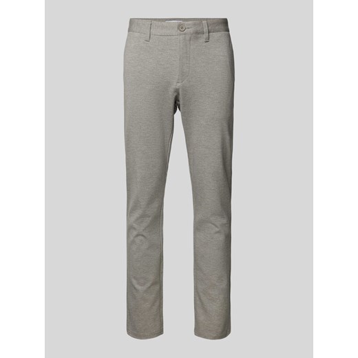Spodnie o kroju tapered fit z zapięciem na guzik i zamek błyskawiczny model ‘MARK’ ze sklepu Peek&Cloppenburg  w kategorii Spodnie męskie - zdjęcie 174739903