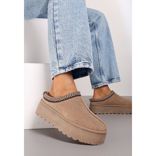 Ciemnobeżowe Śniegowce na Grubej Podeszwie z Niską Cholewką Lotitha ze sklepu born2be.pl w kategorii Śniegowce damskie - zdjęcie 174752123