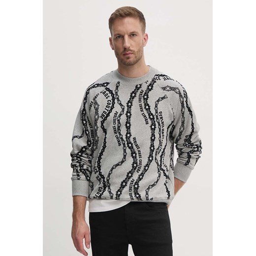 Versace Jeans Couture bluza bawełniana męska kolor szary wzorzysta 77GAI3X0 FS176 ze sklepu ANSWEAR.com w kategorii Bluzy męskie - zdjęcie 174753414