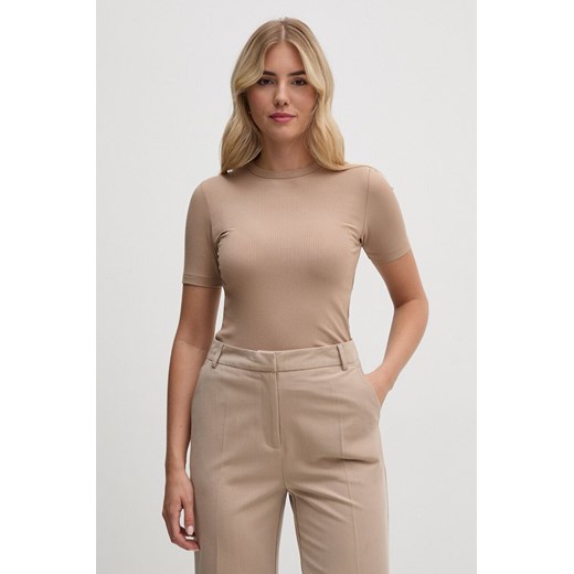 Calvin Klein t-shirt damski kolor beżowy K20K208332 ze sklepu ANSWEAR.com w kategorii Bluzki damskie - zdjęcie 174758613